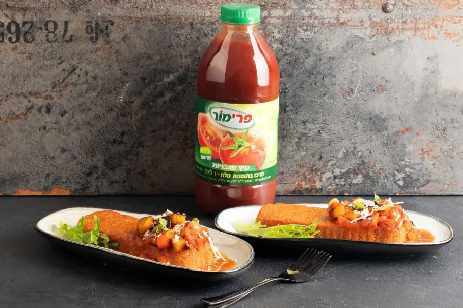 פולנטה עגבניות מטוגנת לצד רטטוי חורפי צילום הדס ניצן