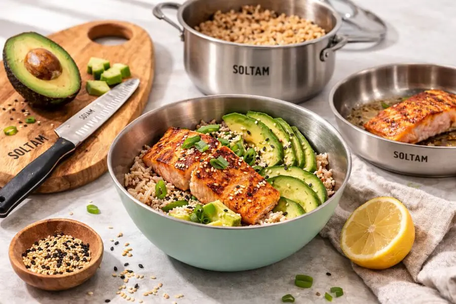 סלמון ואבוקדו בול צילום סולתם